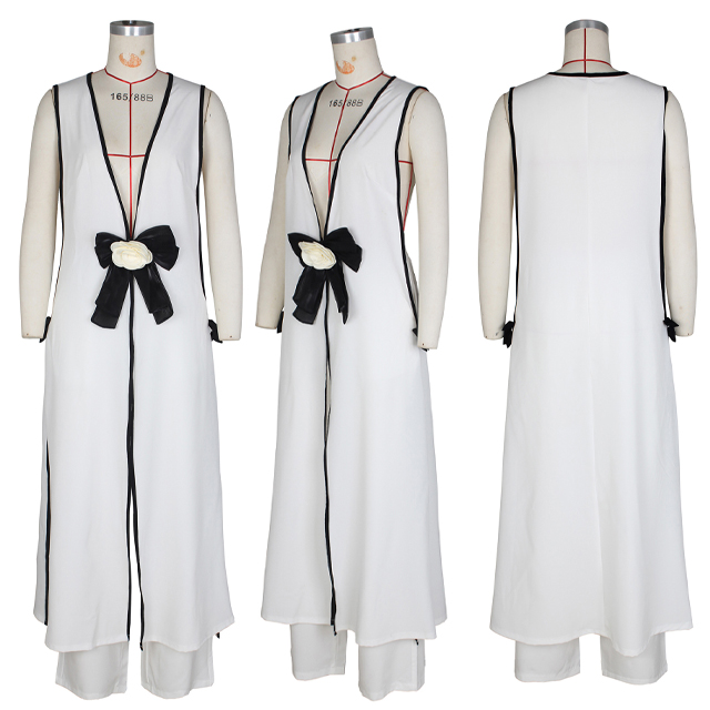 Комплект женский летний топ с V-вырезом и брюки прямые