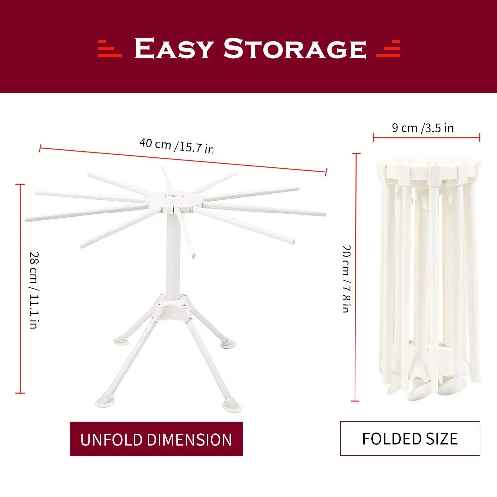 10 Arms Collapsible Pasta Drying Rack Plastic Foldable Fresh Spaghetti Hanger