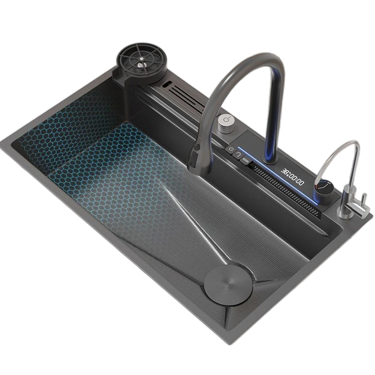 Smart Stainless Steel Kitchen Sink with Multifunctional Waterfall Sink and Faucet