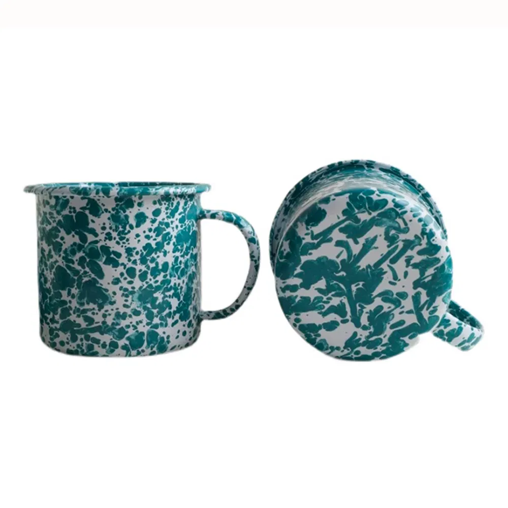 Customized Marble Speckles Black Blue White Enamel Candle Soy Wax Enamel Mug 250ml 350ml Candle Enamel Cup Jug Jar Handmade