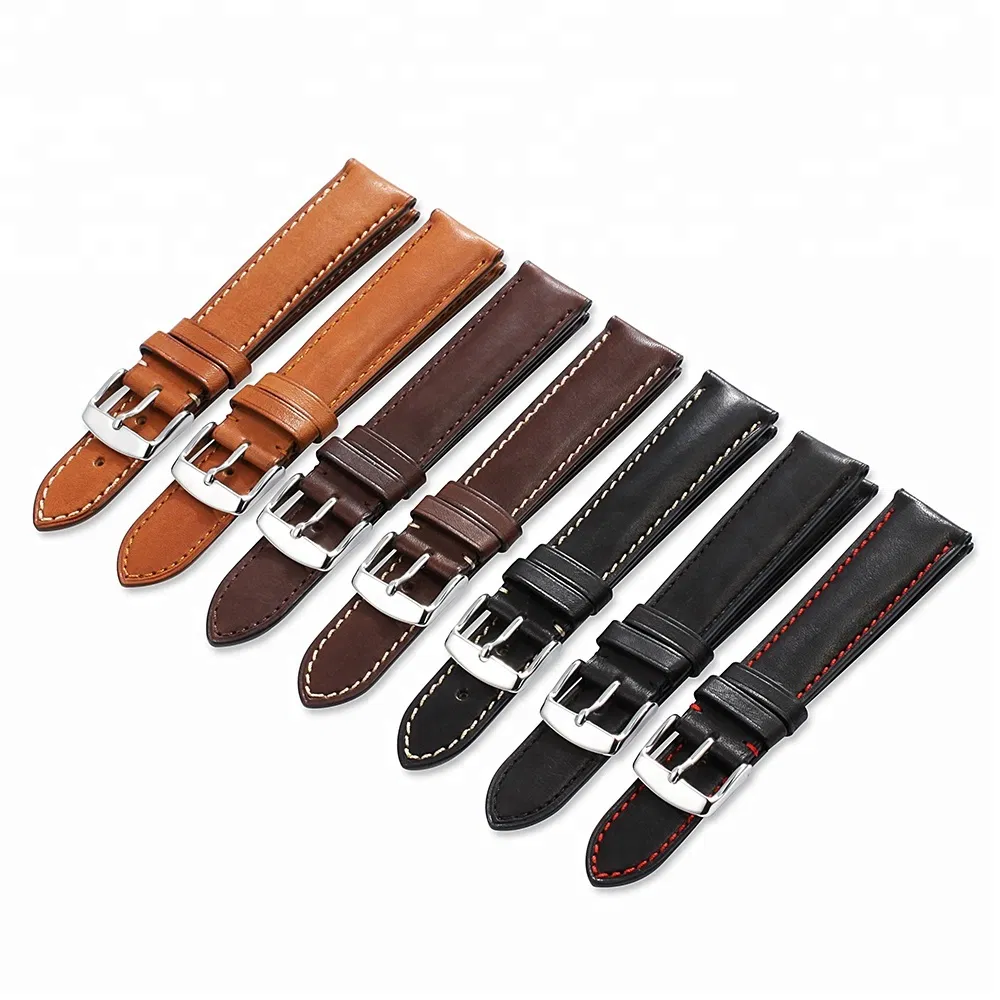 Genuine Leather Watch Band for Apple Watch Black France Calf Skin Vintage Look for Men Dropship Wholesale OEM