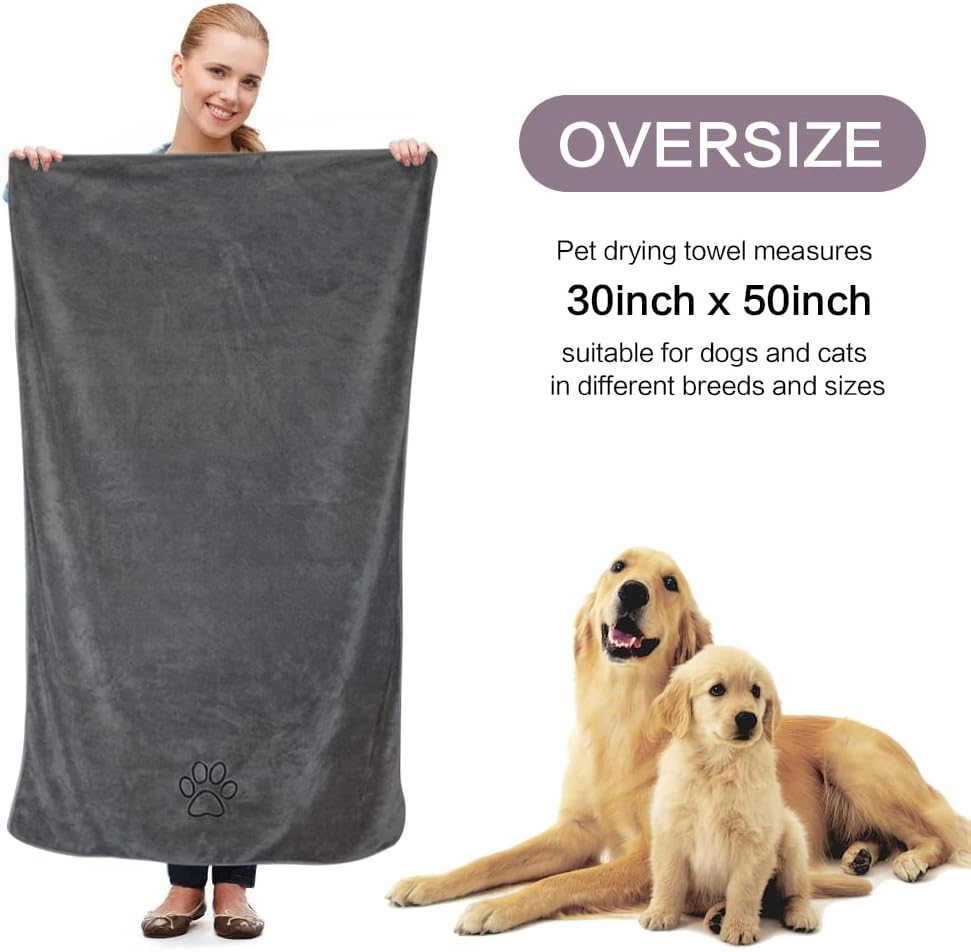 Eco-Friendly Pet Microfiber Bath Cleaning Towel Embroidered Logo Cotton Dryer for Cat and Dog Groomingtowel