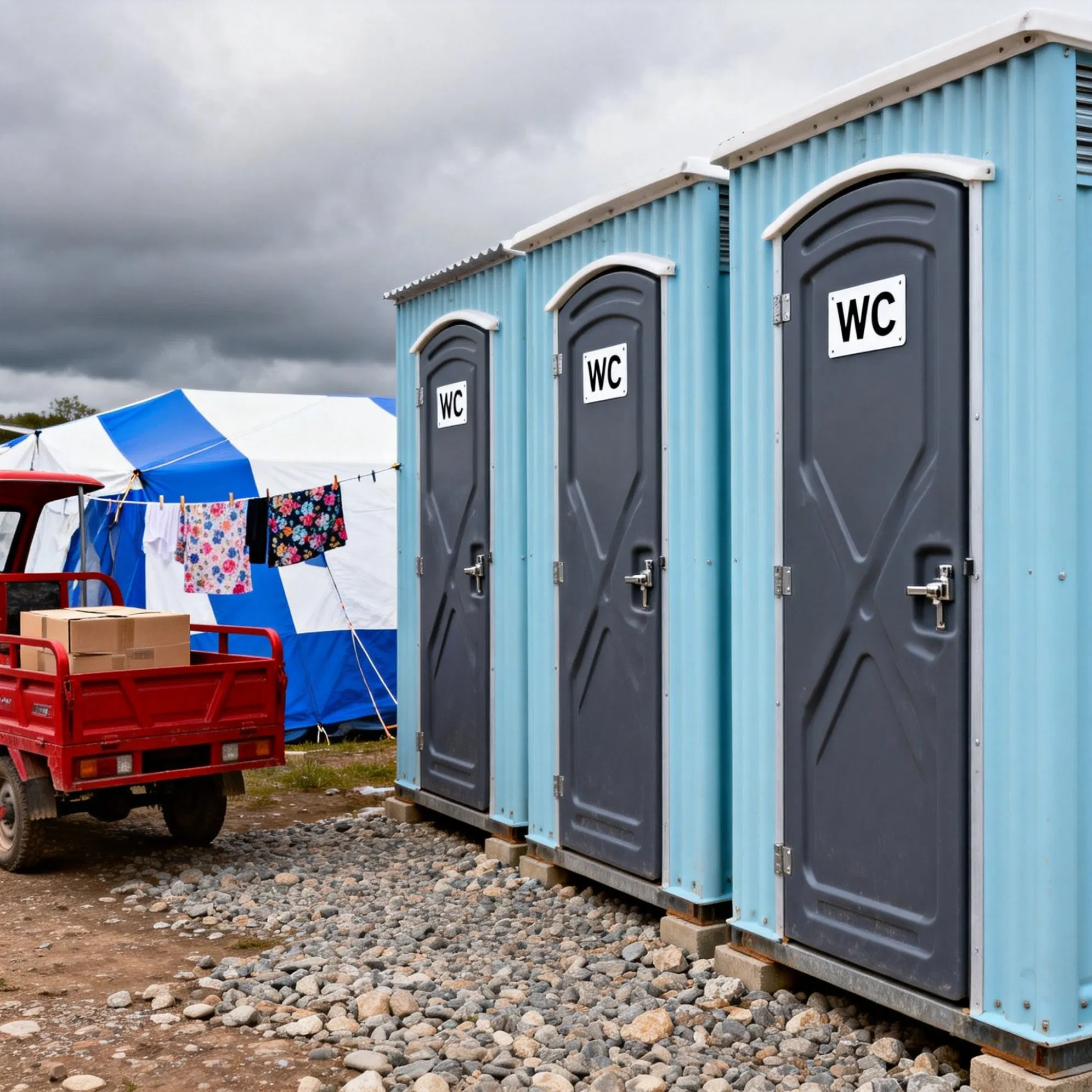 After-War Rebuild Prefabricated Toilet Small Modular Wc for Residence Settlement Modular Mobile Toilet Prefabricated House