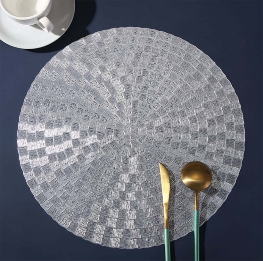 PVC Vinyl Round Placemat Hollow Table Mat for Dinner