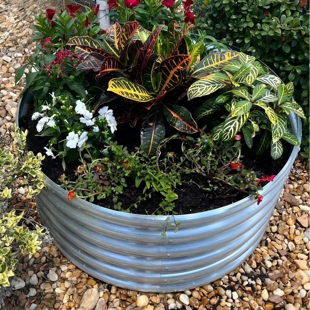 82-Raised Garden Bed Outdoor Raised Bed O-6.5FT*2FT*32in Steel PVDF Planter Box Oval Large Metal Planter Raised Container