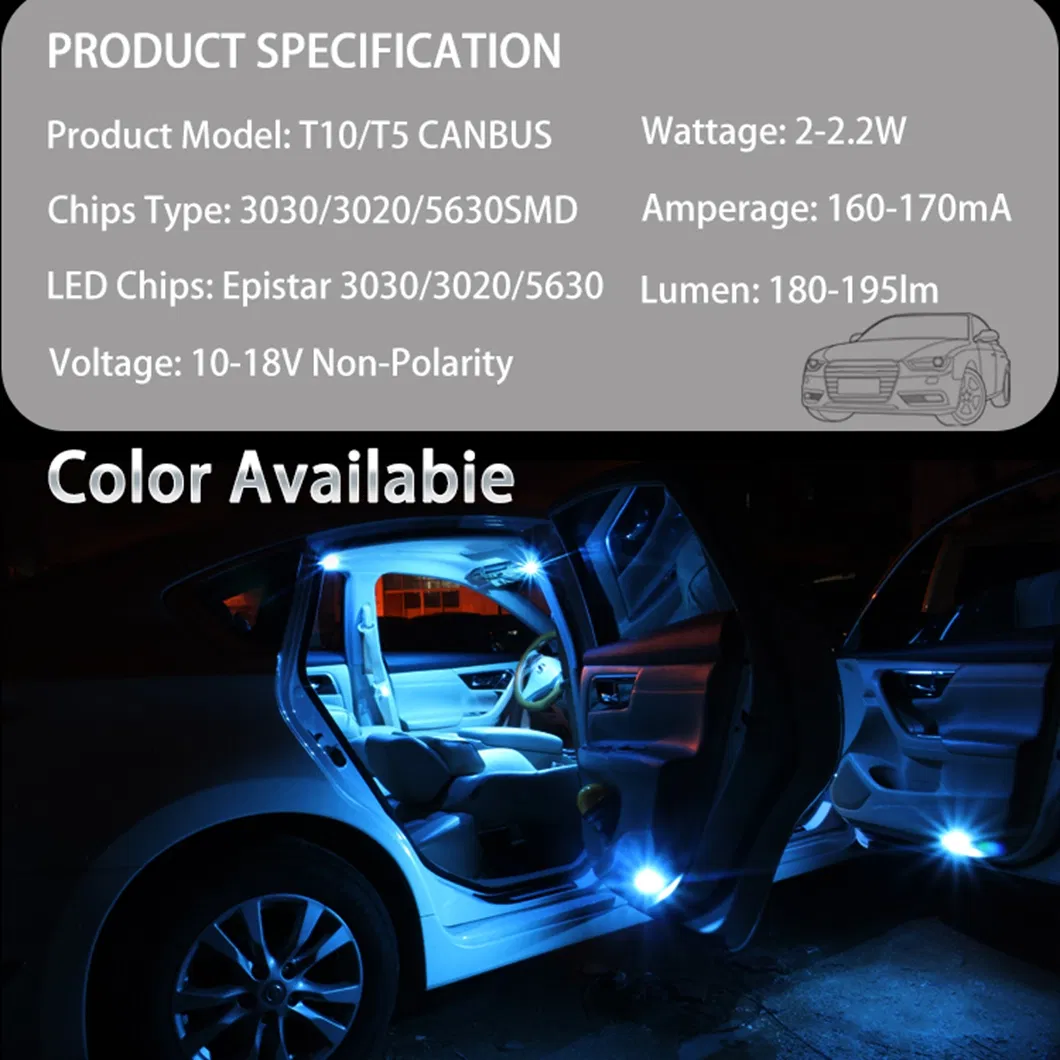 Светодиодные лампы T10 W5W 2W для авто