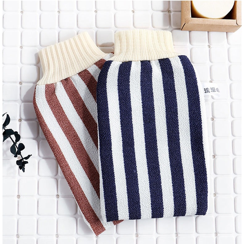Vertical Stripes Thickened Bath Gloves Wash Dirt Wash Mud Bath Gloves