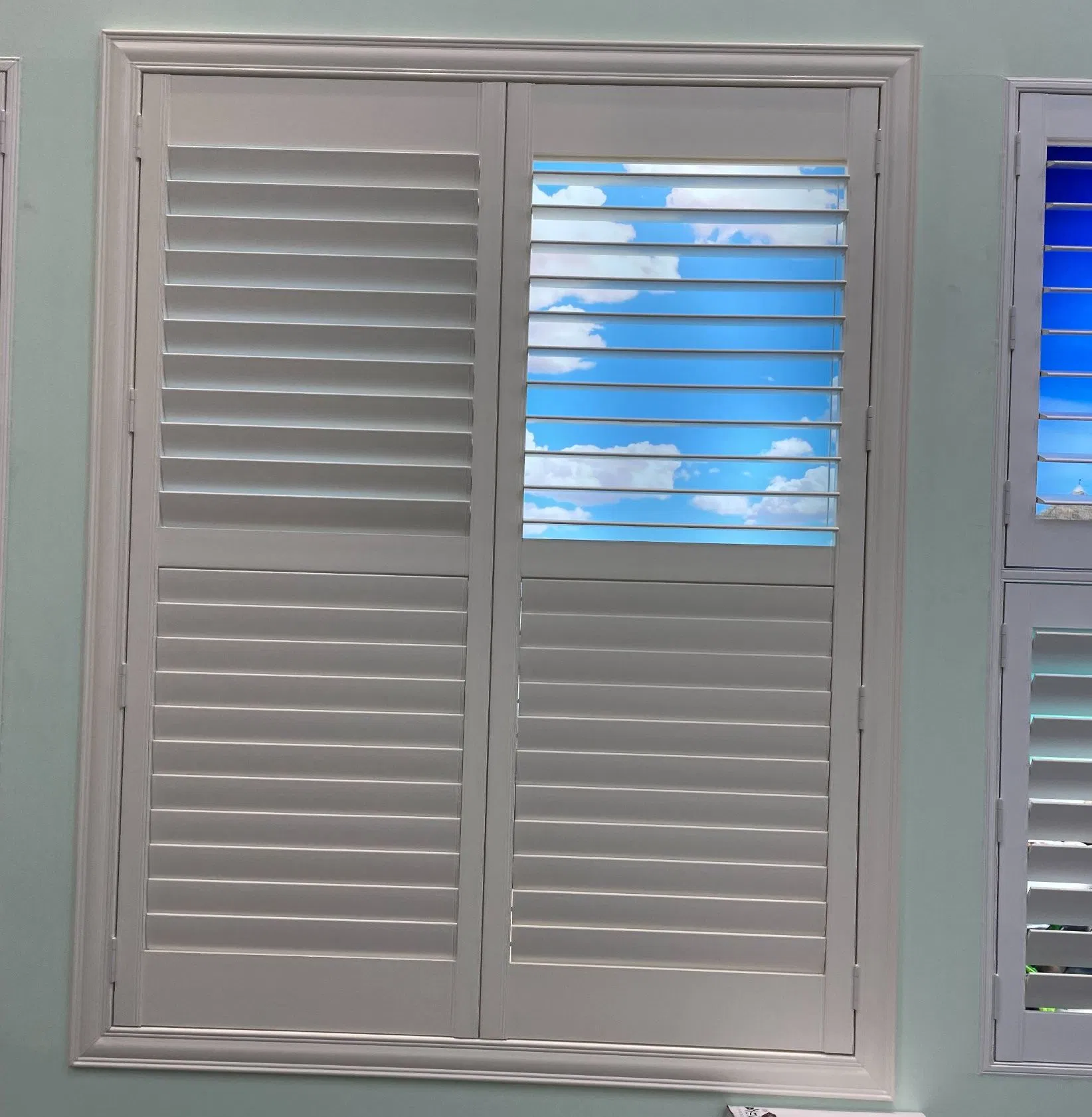 White Horizontal Louver Plantation Shutters