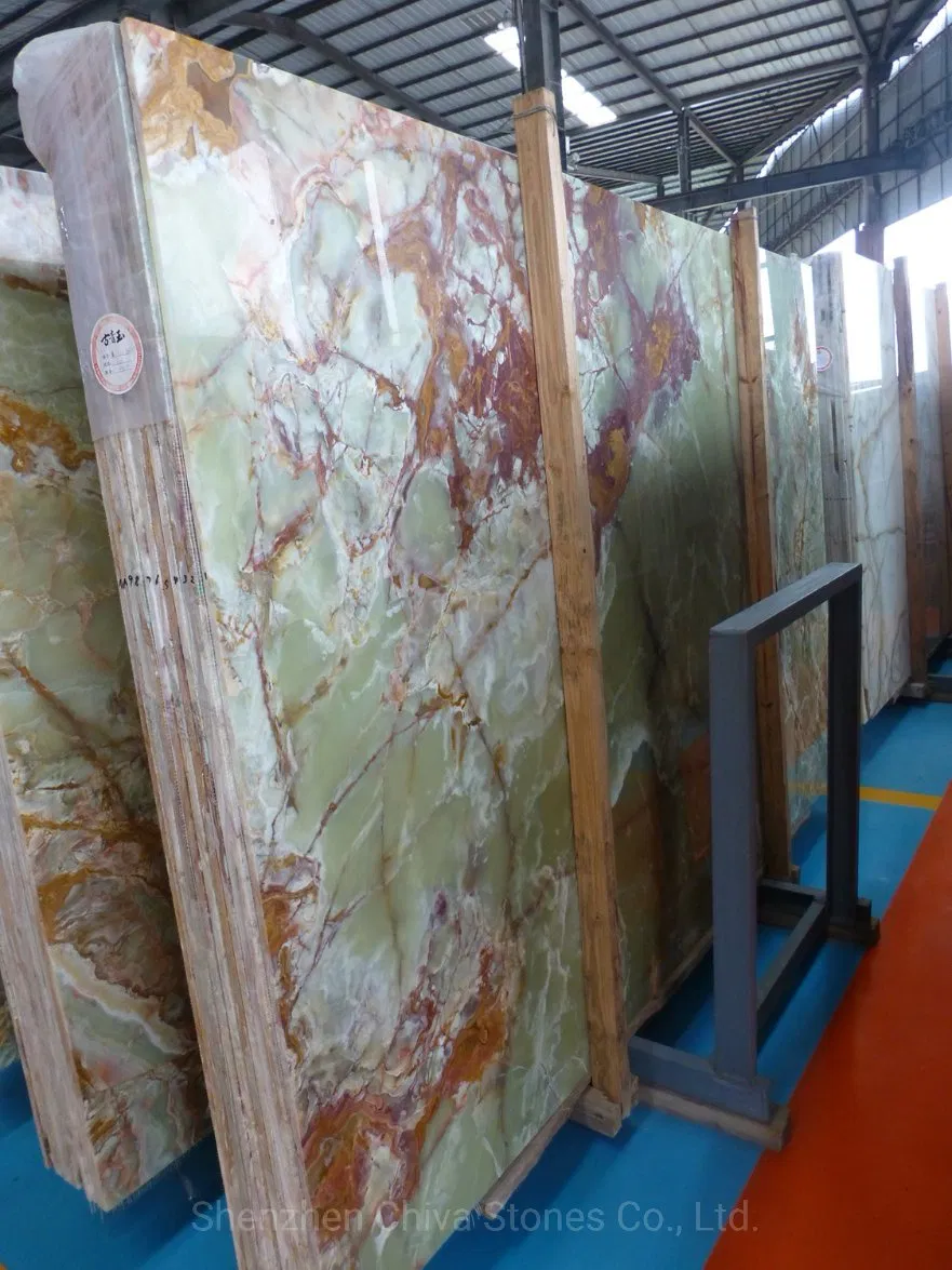 Interior Decoration Clear/Transparent Marble Green/Onyx/Jade Backlight Illuminated Wall Slab Tiles