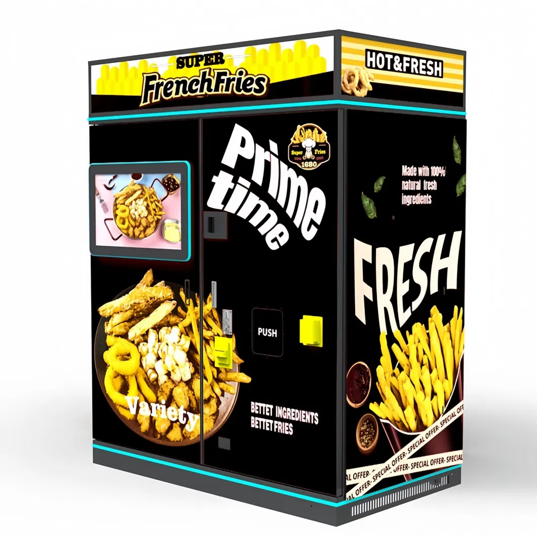 Fully Automatic Smart French Fries Vending Machine Commercial Unmanned Self-Service Fried Chicken and Popcorn Vending Machine 24-Hour Dispenser Vending Machine