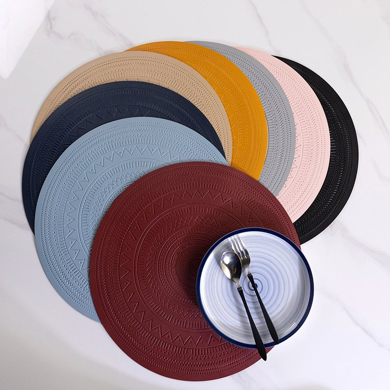 PVC Leather Dining Table Mat Placemat Pad with Heat Insulation Decorative Pads for Home Office