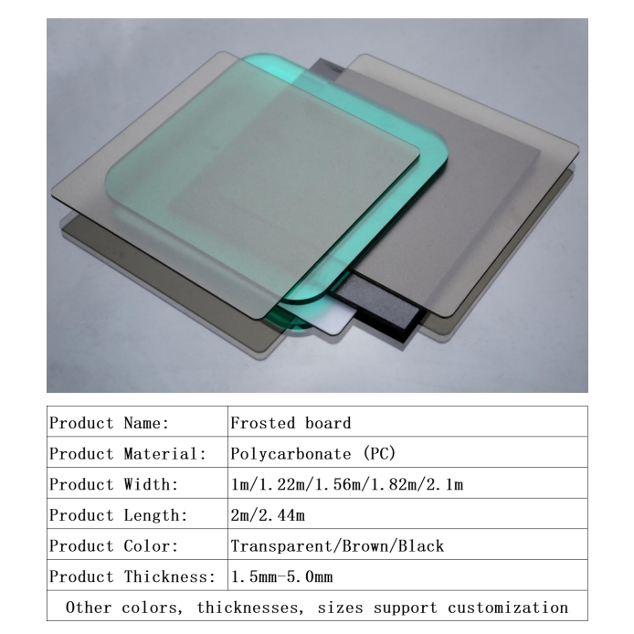 High Quality 1.5mm~5.0mm Thicknessl Frosted Polycarbonate Sheet for Building Material