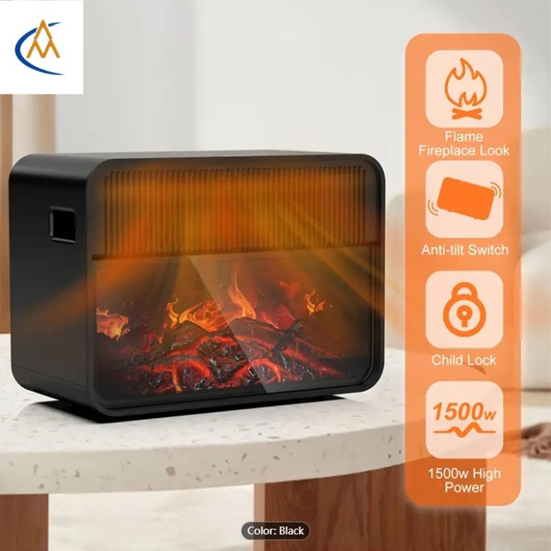 Large Capacity Fireplace Heater Rapidly Warms up Large Areas with Ease