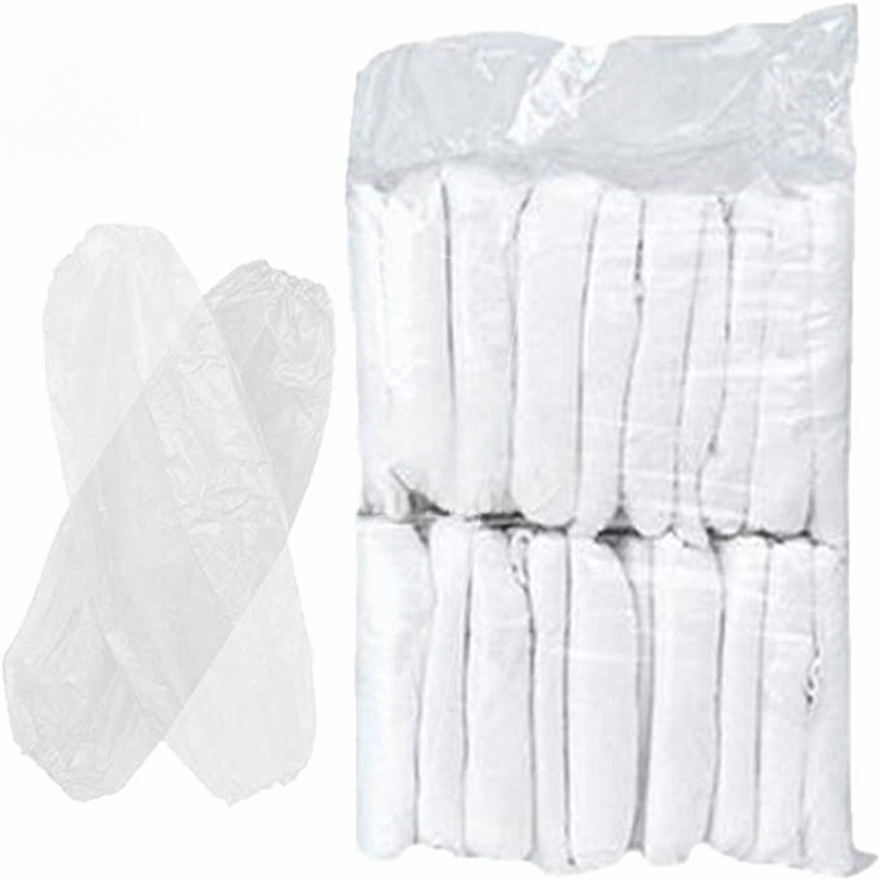 Disposable Arm Sleeves Covers Clear Waterproof Plastic Arm Sleeves Elastic Protective Oversleeves Protector Cover with Elastic on Cuff for Repairing Painting Cl