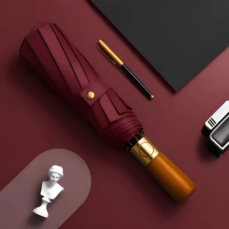 Business Man Logo Printing Rain Umbrella with Wooden Handle