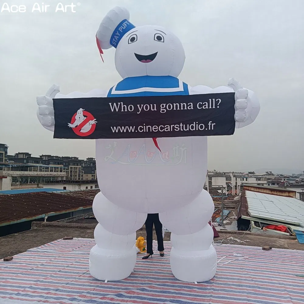 Customizable Inflatable Marshmallow Man with Logo Banner, Branded Commercial Event Inflatable Display