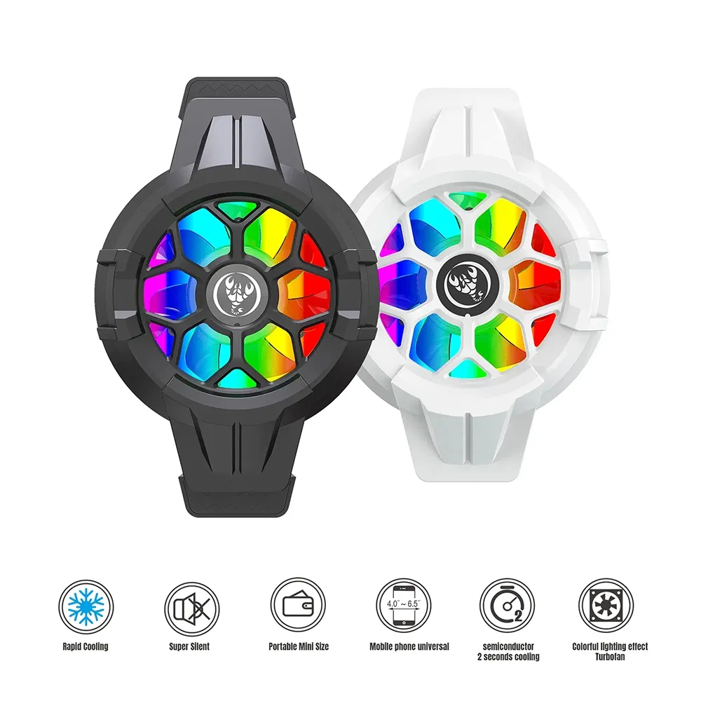 Hot Sale Wired Type-C Interface Adjustable Size Universal Luminous Mobile Phone Cooling Fan RGB Black Portable Radiator