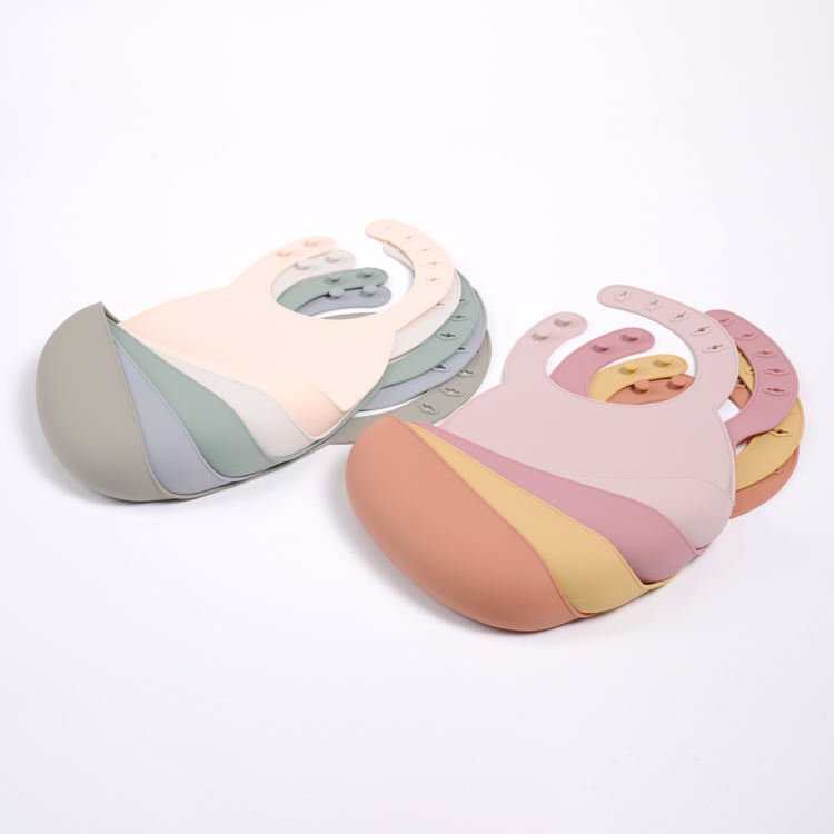 Feeding Bibs Customizable Waterproof Soft Easily Clean Adjustable Foldable Toddler Silicone