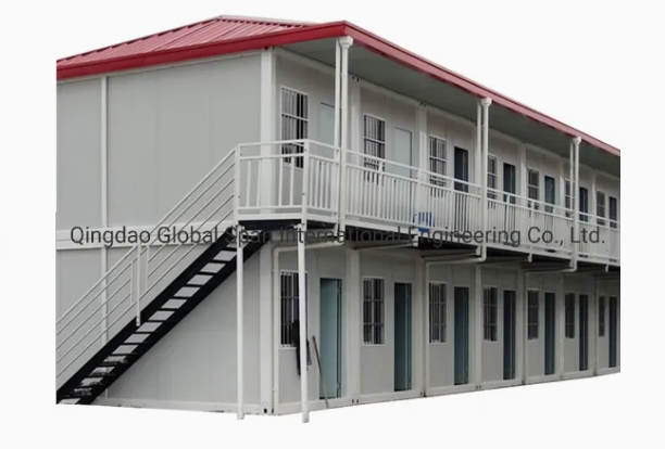 Imitation Wood Grain Double Storey Dormitory Modular Prefabricated Houses Prefab Home Container House