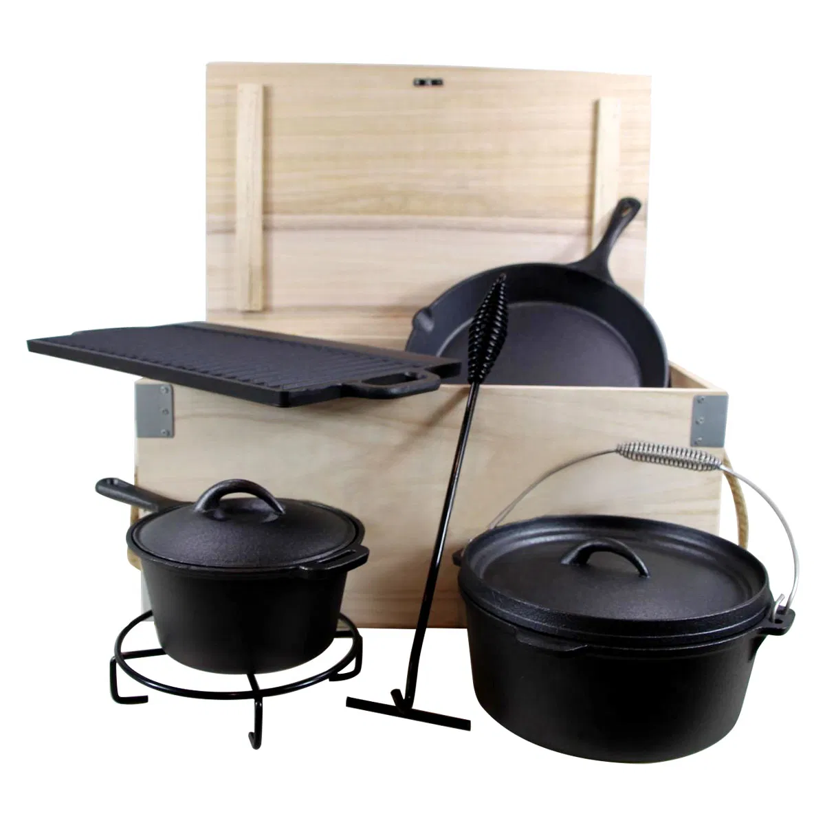 Чугунный набор для пикника с казаном и сковородой