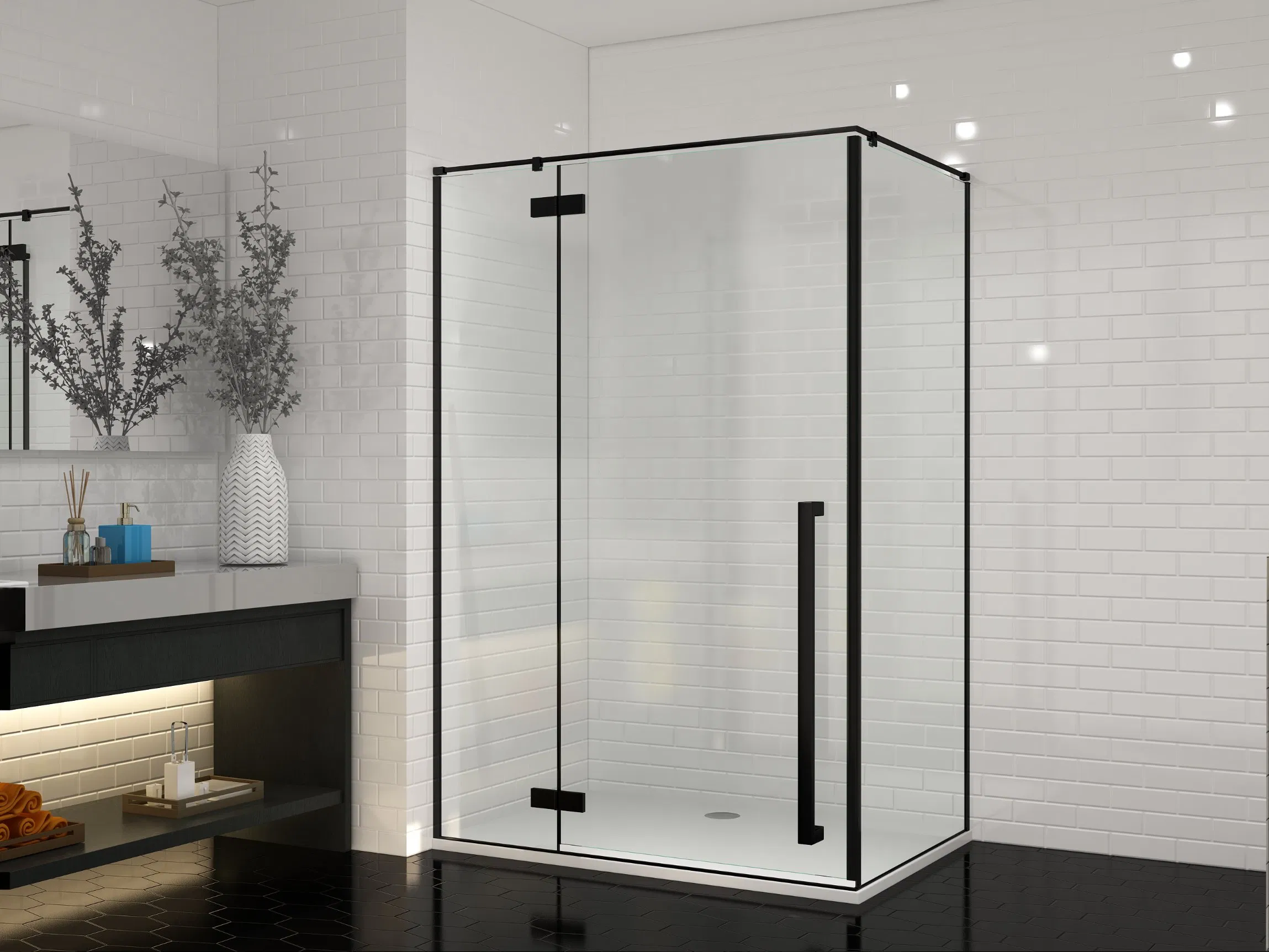 Popular Shower Enclosure Square Hinge Black Shower Cabin