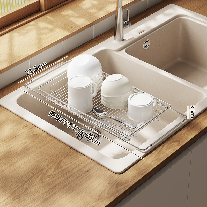 Expandable Dish Drainers Stainless Steel Drying Rack Space-Saving Kitchen Dish Drainers