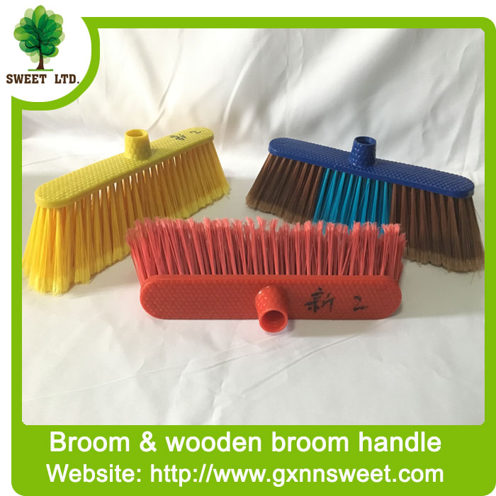 Wholesale Red Sweep Plastic Broom with PVC Coated Red Wooden Broom Stick