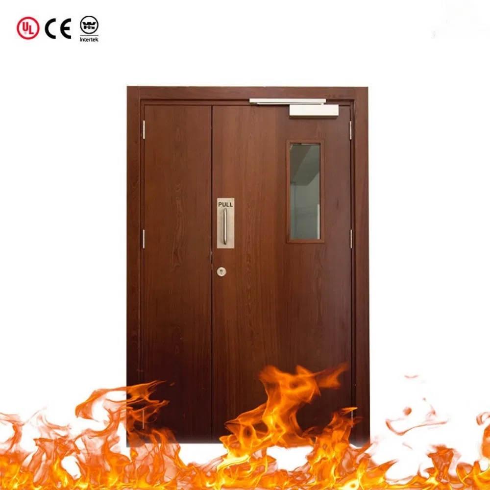China Custom Interior Fire Wood Door High End BS En as CE UL Fire Doors for School Apartment Hospital Hotel Room Fireproof Wooden Door Fire Rated PVC Doors