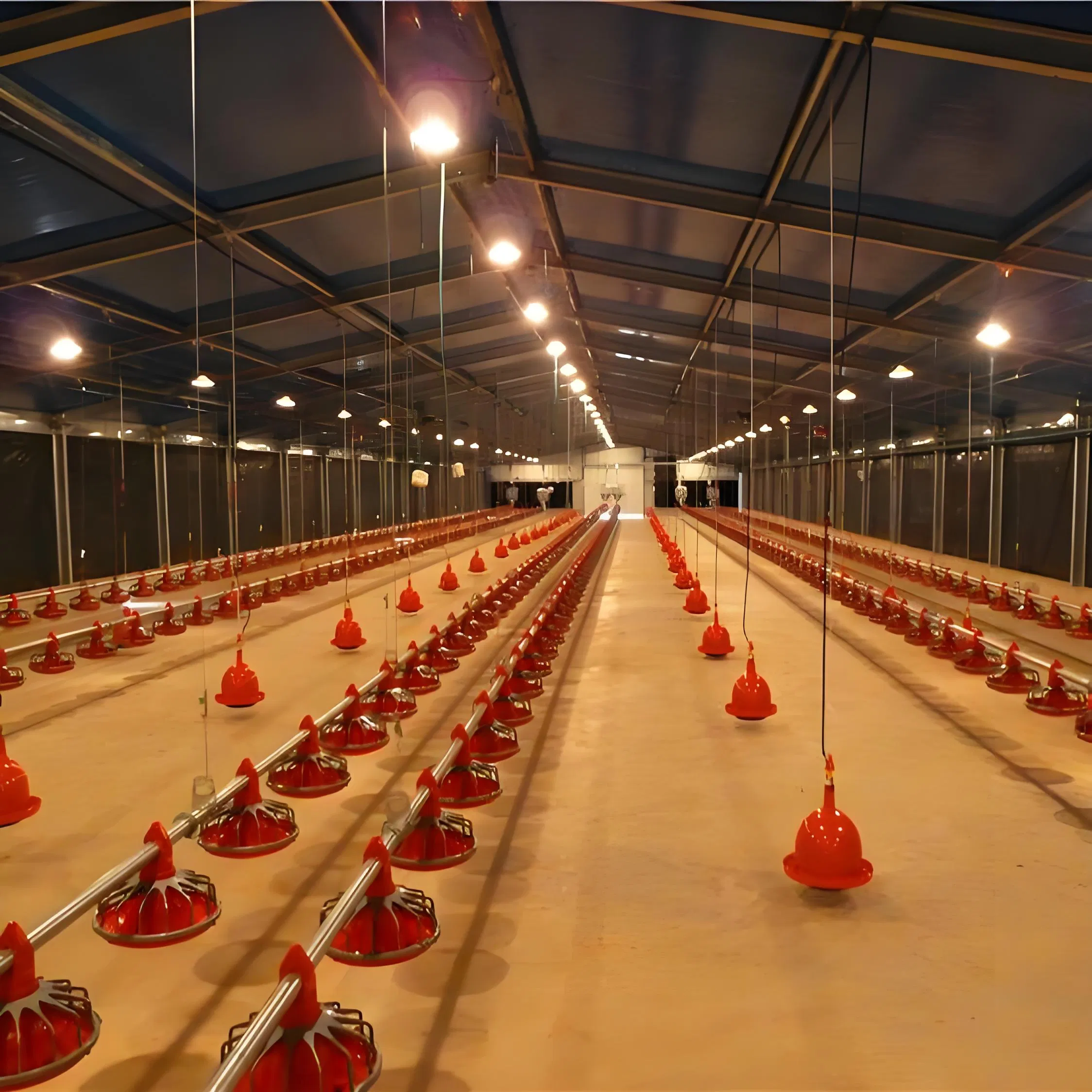 Rust-Resistant Steel Poultry House with Ventilation, Equipped with Automatic Water and Feed Systems, Suitable for Broiler and Layer Chicken Farming.