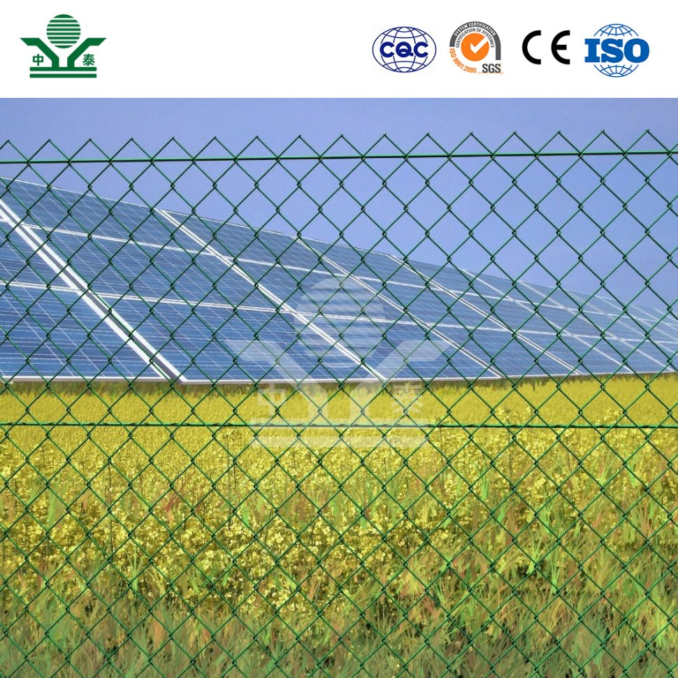 Zhongtai Anti-Climb Fence Chain Link Fence China Manufacturing PVC Coated Stadium Chain Link Fence 3.8mm Diameter 6FT Plastic Coated Stadium Chain Link Fence