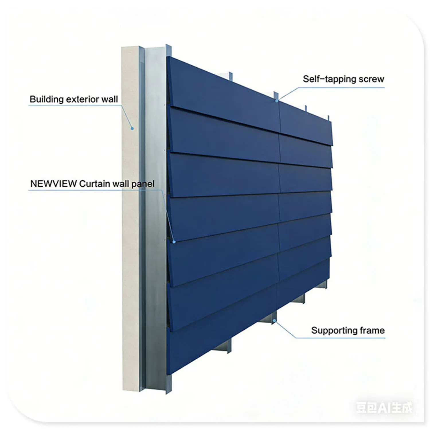 Quality Assured UV Resistant Overlapping Screw-Fix Curtain Wall