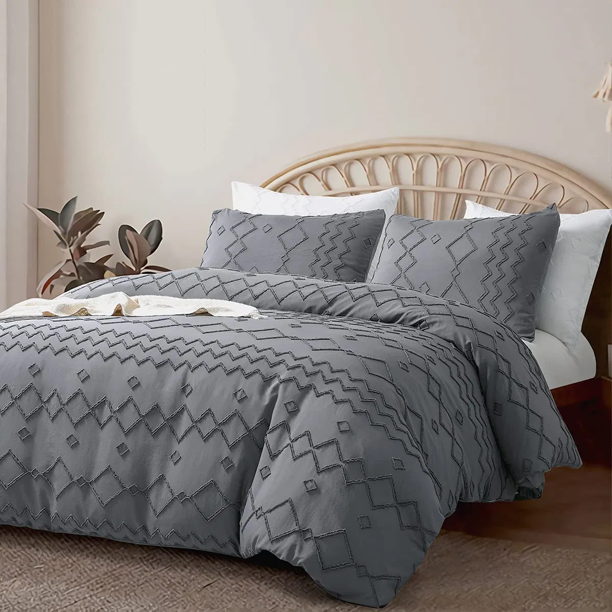 Tufted Duvet Shabby Chic Cover Set Comforter Cover 3 Pieces Set