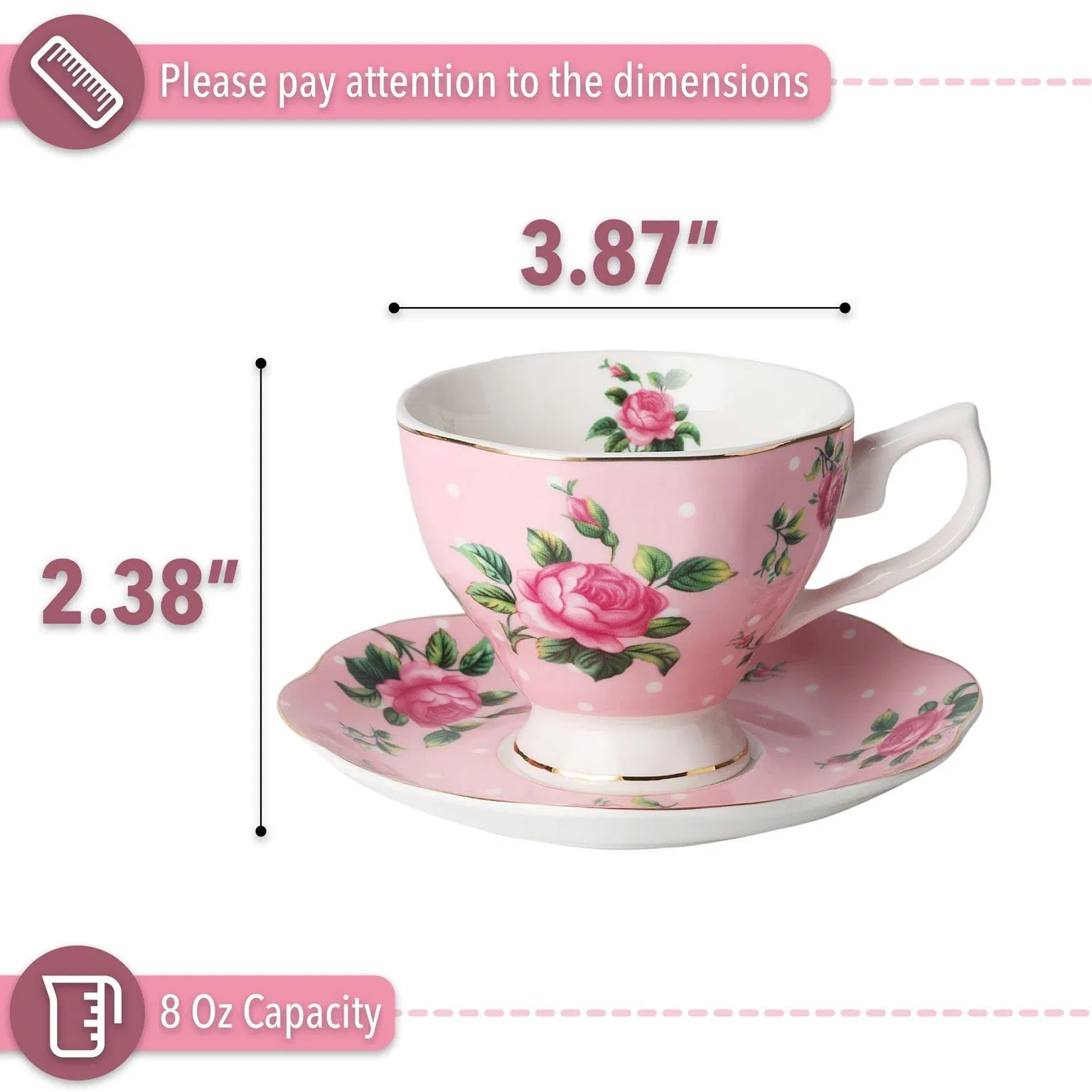 Фарфоровая кружка с золотым цветочным узором, 16 унций