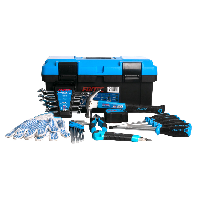Fixtec 26 PCS Hand Tools Set with Heavy Duty Plastic Tool Box 17"