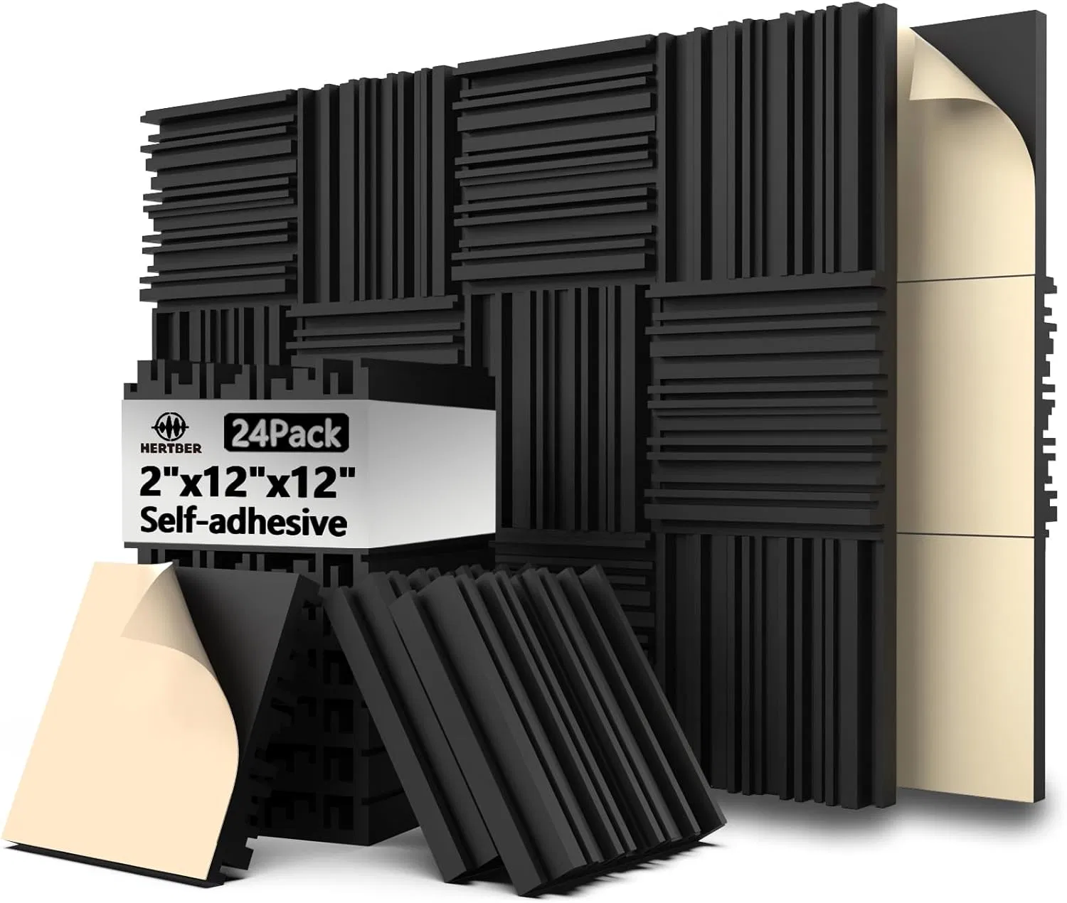 Acoustic Foam Panels 12 X 12 X 2 Inch Soundproof Recording Studio Foam Groove Decorative