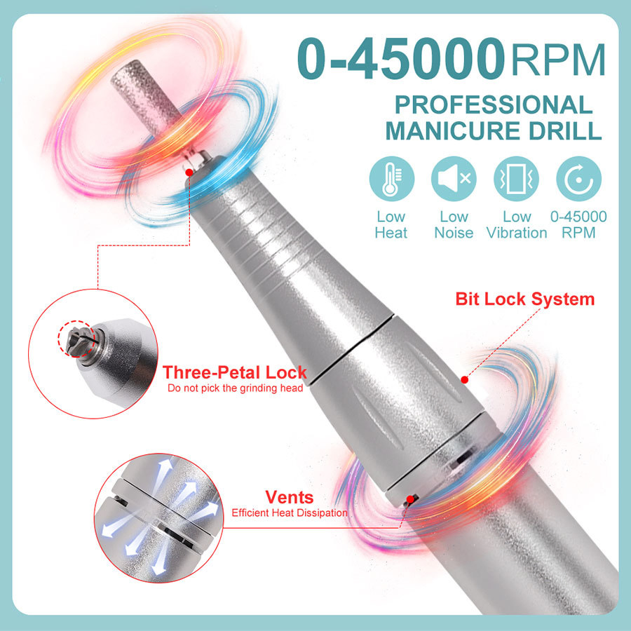 Professional Nail Removal Machine 45000rpm Rechargeable Portable USB Cordless Nail Drill