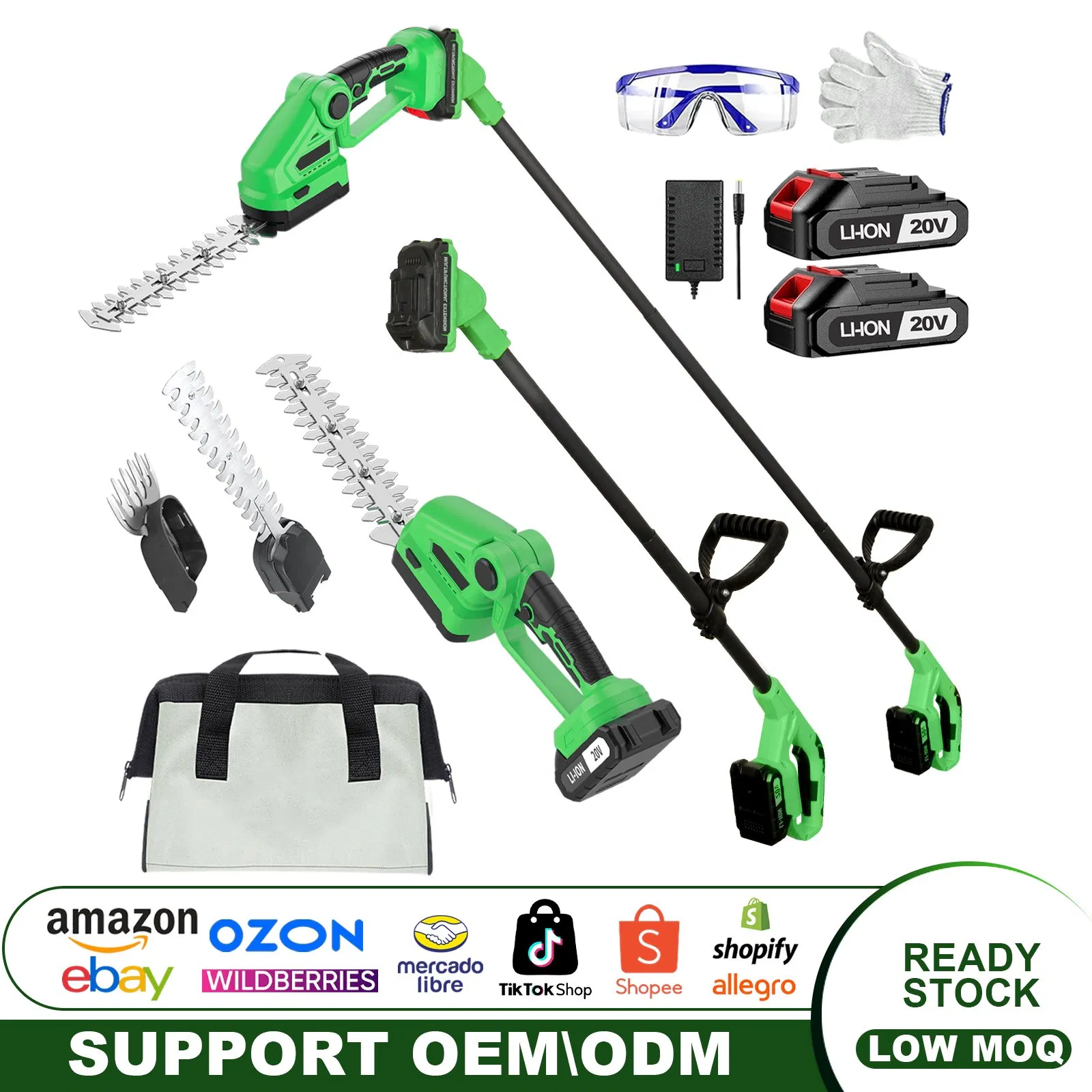20V Cordless Hedge Trimmer with Long Pole, 2 in 1 Hedge Trimmer, Support OEM/ODM
