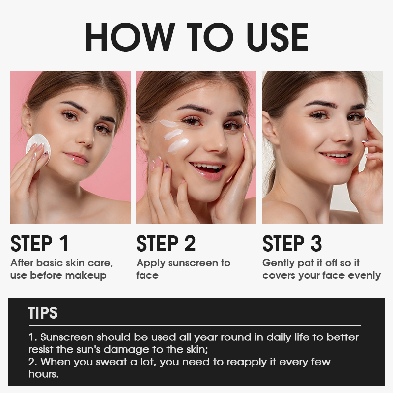 Skin Whitening UVA UVB Face Tinted SPF 50 Water Based Sunscreen Cream