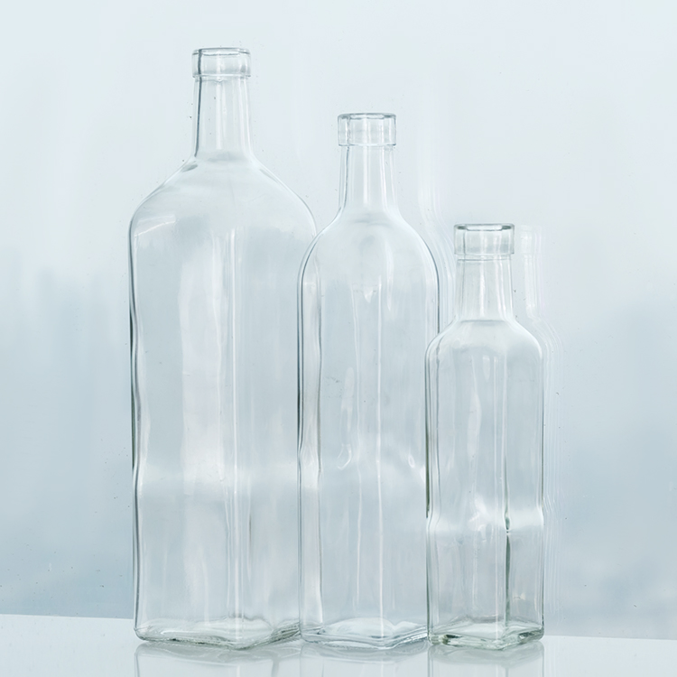 Green Color Clear Glass Square Round Olive Oil Bottles