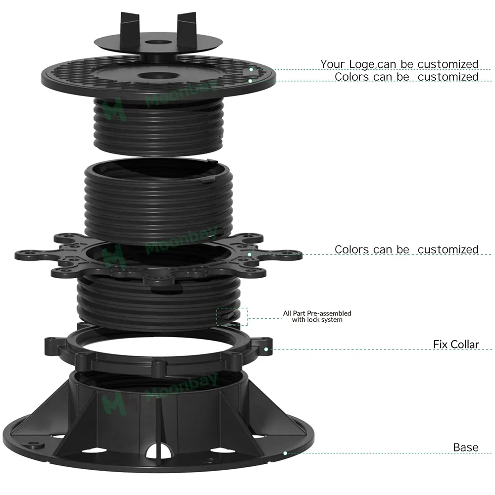 Adjustable Plastic Raised Floor Pedestal Porcelain Tile Supportl for Paving