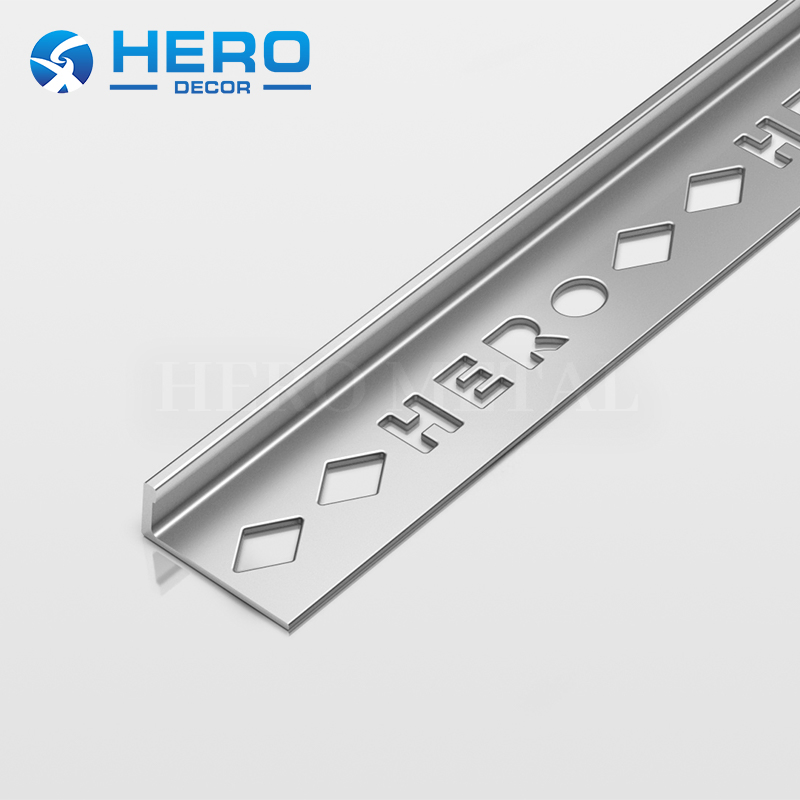 Straight Shape Strip Aluminium Alloy Factory Floor Decorative Strip Hero Metal Matte Silver L Shaped Wall Tile Corner Trim