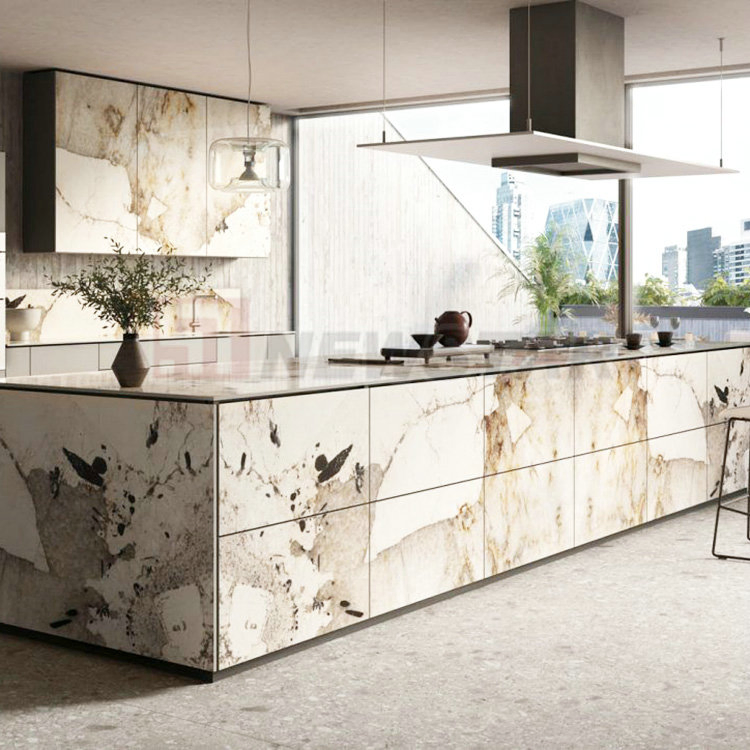 Mounted White Gold Bathroom Vanity with Countertop Translucent Quartzite Patagonia Quartzite Tile Quartzite Crytall Slabs