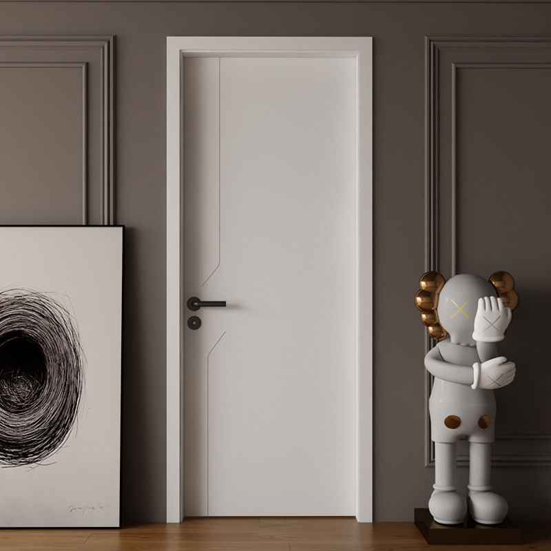 Customized Modern Wood Plastic WPC PVC Bedroom Door Interior Indoor Bathroom Door for Apartment Hotel