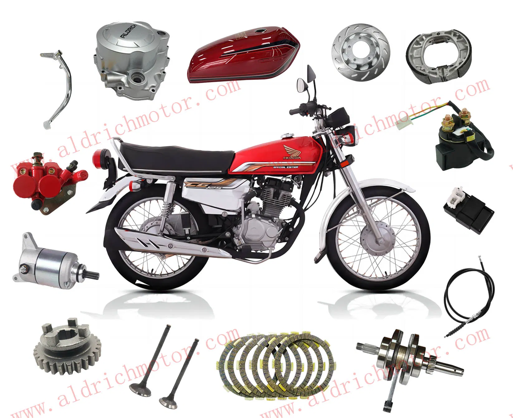 Запчасти для мотоциклов Aldrich: двигатель, Honda, Yamaha, Suzuki