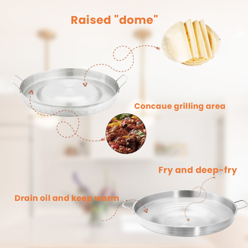 Daosheng New Hot Sale Stainless Steel Concave Fry Grill Down Pan Mexican Style Wok