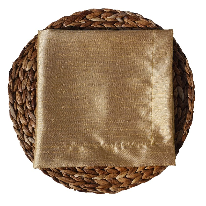 Gold Luxurious Slub Satin Fabric Collection for Table Lined Napkins