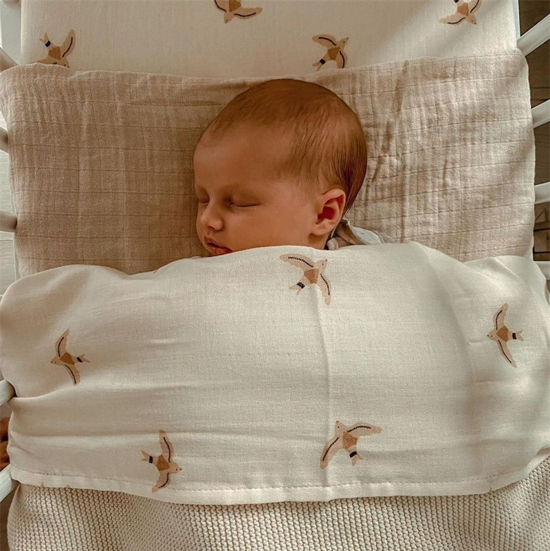 Organic Cotton Bamboo Boho Muslin Cloth Rainbow Knitted Sublimation Muslin Swaddle Baby Blanket for Newborn