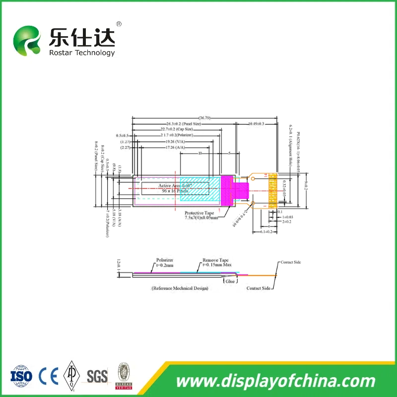 SSD1315 IC 96*16 DOT 0.69inch Matrix OLED Small Size LCD Display