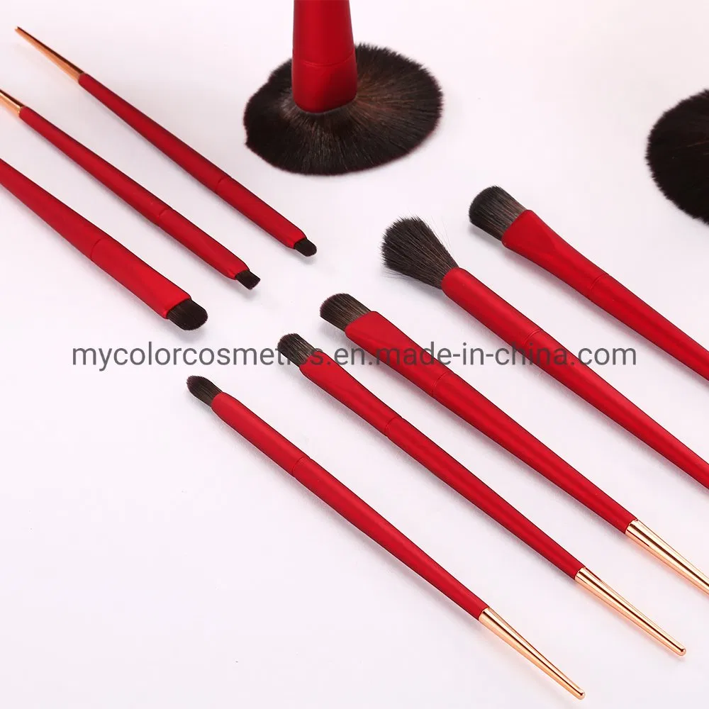 Customized Makeup Brush Set 10PCS Red Foundation Blush Brush Cosmetics Beauty Tool