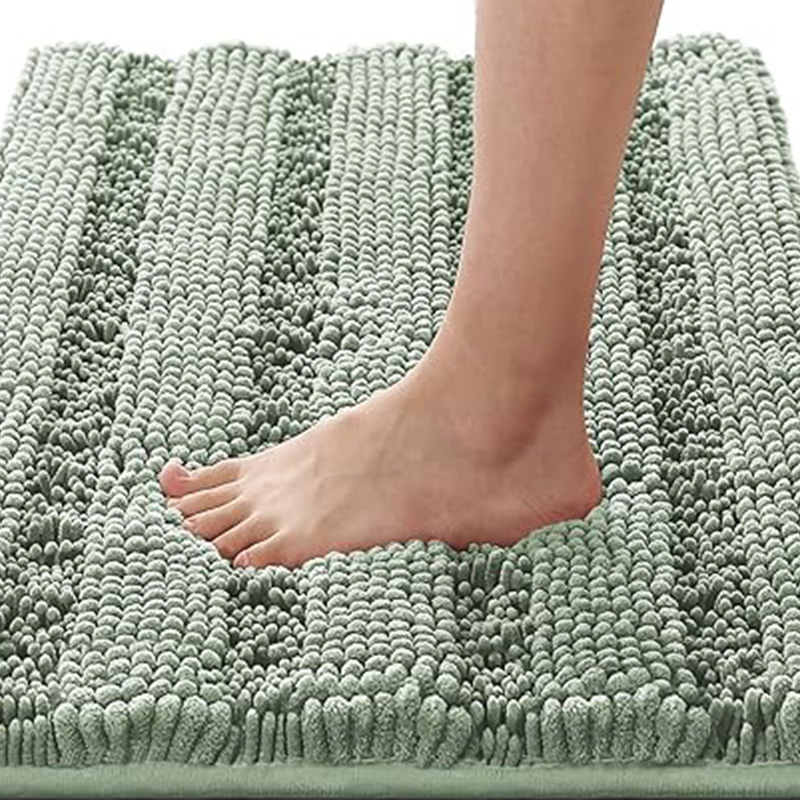 Chenille Bathroom Rug Bathroom Quick Drying Diatomite Bath Stone Mat with Anti-Slip Pad